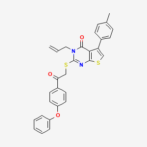 molecular formula C30H24N2O3S2 B7756854 3-allyl-5-(4-methylphenyl)-2-{[2-oxo-2-(4-phenoxyphenyl)ethyl]thio}thieno[2,3-d]pyrimidin-4(3H)-one 