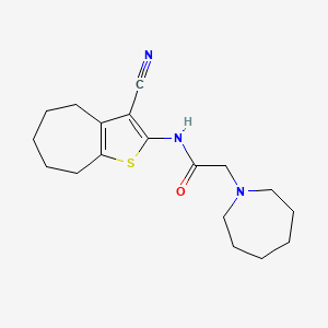 molecular formula C18H25N3OS B7756860 2-(azepan-1-yl)-N-{3-cyano-4H,5H,6H,7H,8H-cyclohepta[b]thiophen-2-yl}acetamide 