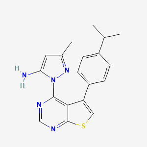 molecular formula C19H19N5S B7756864 3-methyl-1-{5-[4-(propan-2-yl)phenyl]thieno[2,3-d]pyrimidin-4-yl}-1H-pyrazol-5-amine 