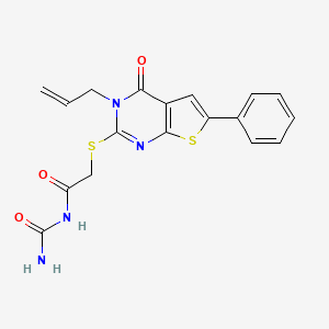 molecular formula C18H16N4O3S2 B7756867 N-carbamoyl-2-(4-oxo-6-phenyl-3-prop-2-enylthieno[2,3-d]pyrimidin-2-yl)sulfanylacetamide 