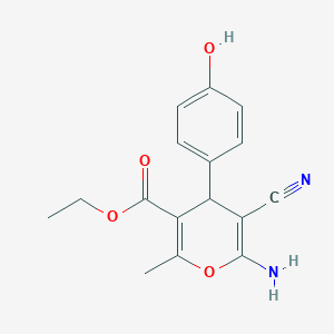 molecular formula C16H16N2O4 B7756873 ethyl 6-amino-5-cyano-4-(4-hydroxyphenyl)-2-methyl-4H-pyran-3-carboxylate CAS No. 5154-59-6