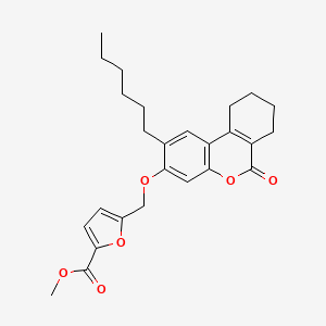 molecular formula C26H30O6 B7756885 methyl 5-{[(2-hexyl-6-oxo-7,8,9,10-tetrahydro-6H-benzo[c]chromen-3-yl)oxy]methyl}-2-furoate 