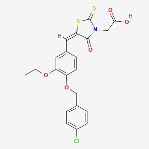 molecular formula C21H18ClNO5S2 B7757011 [(5E)-5-{4-[(4-chlorobenzyl)oxy]-3-ethoxybenzylidene}-4-oxo-2-thioxo-1,3-thiazolidin-3-yl]acetic acid 