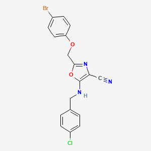 molecular formula C18H13BrClN3O2 B7757013 2-[(4-Bromophenoxy)methyl]-5-[(4-chlorobenzyl)amino]-1,3-oxazole-4-carbonitrile 
