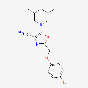 molecular formula C18H20BrN3O2 B7757021 2-[(4-Bromophenoxy)methyl]-5-(3,5-dimethylpiperidin-1-yl)-1,3-oxazole-4-carbonitrile 