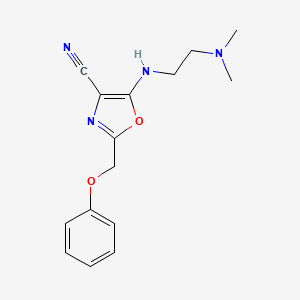 molecular formula C15H18N4O2 B7757028 5-{[2-(Dimethylamino)ethyl]amino}-2-(phenoxymethyl)-1,3-oxazole-4-carbonitrile 