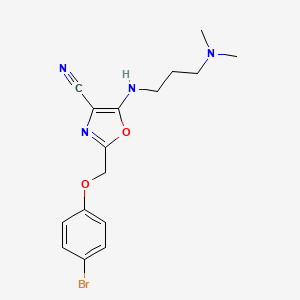 molecular formula C16H19BrN4O2 B7757029 2-[(4-Bromophenoxy)methyl]-5-{[3-(dimethylamino)propyl]amino}-1,3-oxazole-4-carbonitrile 