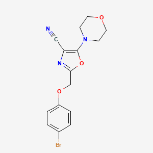 molecular formula C15H14BrN3O3 B7757037 2-[(4-Bromophenoxy)methyl]-5-(morpholin-4-yl)-1,3-oxazole-4-carbonitrile 