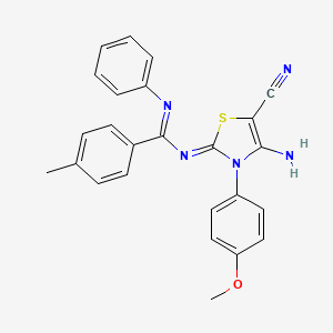 molecular formula C25H21N5OS B7757042 N-(4-amino-5-cyano-3-(4-methoxyphenyl)thiazol-2(3H)-ylidene)-4-methyl-N'-phenylbenzimidamide 