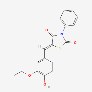 molecular formula C18H15NO4S B7757044 (Z)-5-(3-ethoxy-4-hydroxybenzylidene)-3-phenylthiazolidine-2,4-dione 