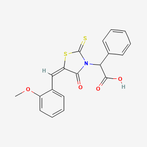 molecular formula C19H15NO4S2 B7757051 2-[(5E)-5-[(2-methoxyphenyl)methylidene]-4-oxo-2-sulfanylidene-1,3-thiazolidin-3-yl]-2-phenylacetic acid 
