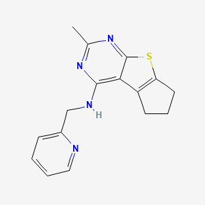 molecular formula C16H16N4S B7757122 10-methyl-N-[(pyridin-2-yl)methyl]-7-thia-9,11-diazatricyclo[6.4.0.0^{2,6}]dodeca-1(8),2(6),9,11-tetraen-12-amine 