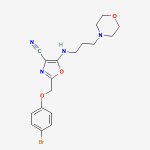 molecular formula C18H21BrN4O3 B7757177 2-[(4-Bromophenoxy)methyl]-5-{[3-(morpholin-4-yl)propyl]amino}-1,3-oxazole-4-carbonitrile 