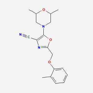 5-(2,6-Dimethylmorpholin-4-yl)-2-[(2-methylphenoxy)methyl]-1,3-oxazole-4-carbonitrile