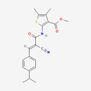 molecular formula C21H22N2O3S B7757207 methyl 2-({(2E)-2-cyano-3-[4-(propan-2-yl)phenyl]prop-2-enoyl}amino)-4,5-dimethylthiophene-3-carboxylate 