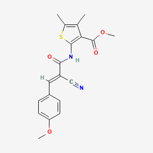 methyl 2-[[(E)-2-cyano-3-(4-methoxyphenyl)prop-2-enoyl]amino]-4,5-dimethylthiophene-3-carboxylate