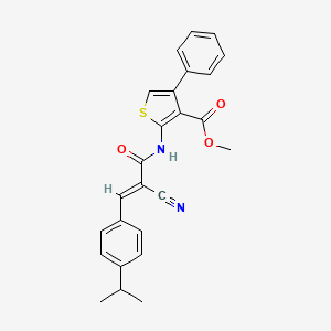 methyl 2-[[(E)-2-cyano-3-(4-propan-2-ylphenyl)prop-2-enoyl]amino]-4-phenylthiophene-3-carboxylate