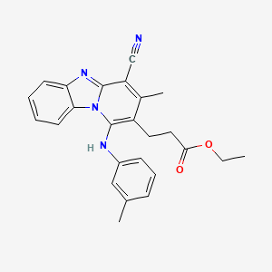 molecular formula C25H24N4O2 B7757241 Ethyl 3-{4-cyano-3-methyl-1-[(3-methylphenyl)amino]pyrido[1,2-a]benzimidazol-2-yl}propanoate 