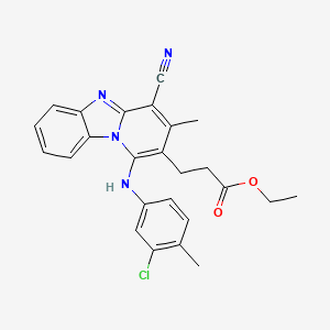 molecular formula C25H23ClN4O2 B7757253 Ethyl 3-[1-(3-chloro-4-methylanilino)-4-cyano-3-methylpyrido[1,2-a]benzimidazol-2-yl]propanoate 