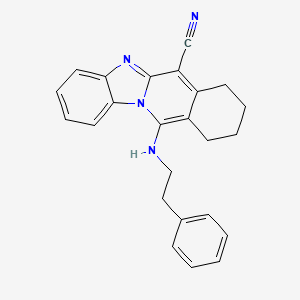 molecular formula C24H22N4 B7757254 11-[(2-Phenylethyl)amino]-7,8,9,10-tetrahydrobenzimidazo[1,2-b]isoquinoline-6-carbonitrile 