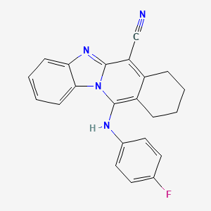 molecular formula C22H17FN4 B7757256 11-(4-Fluoroanilino)-7,8,9,10-tetrahydrobenzimidazolo[1,2-b]isoquinoline-6-carbonitrile 