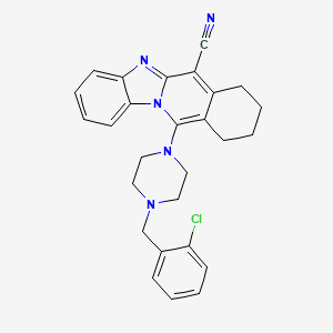 molecular formula C27H26ClN5 B7757263 11-[4-(2-Chlorobenzyl)piperazin-1-yl]-7,8,9,10-tetrahydrobenzimidazo[1,2-b]isoquinoline-6-carbonitrile 