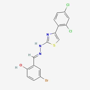 molecular formula C16H10BrCl2N3OS B7757301 4-bromo-2-[(E)-{2-[4-(2,4-dichlorophenyl)-1,3-thiazol-2-yl]hydrazinylidene}methyl]phenol 