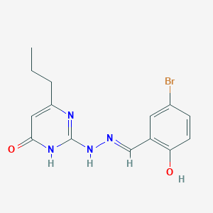 molecular formula C14H15BrN4O2 B7757312 (E)-2-(2-(5-bromo-2-hydroxybenzylidene)hydrazinyl)-6-propylpyrimidin-4(3H)-one 