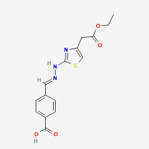 molecular formula C15H15N3O4S B7757313 (E)-4-((2-(4-(2-ethoxy-2-oxoethyl)thiazol-2-yl)hydrazono)methyl)benzoic acid 