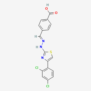 molecular formula C17H11Cl2N3O2S B7757316 (E)-4-((2-(4-(2,4-dichlorophenyl)thiazol-2-yl)hydrazono)methyl)benzoic acid 