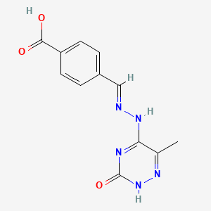 4-[(1E)-[2-(6-methyl-3-oxo-2,3-dihydro-1,2,4-triazin-5-yl)hydrazin-1-ylidene]methyl]benzoic acid