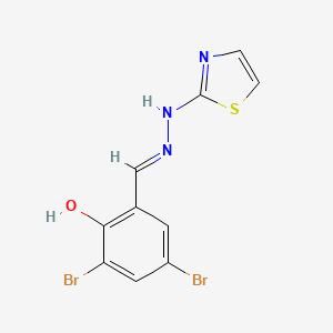 molecular formula C10H7Br2N3OS B7757339 (E)-2,4-dibromo-6-((2-(thiazol-2-yl)hydrazono)methyl)phenol 