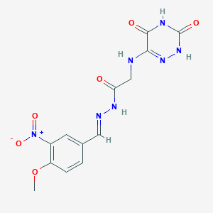 2-[(3,5-dioxo-2H-1,2,4-triazin-6-yl)amino]-N-[(E)-(4-methoxy-3-nitrophenyl)methylideneamino]acetamide