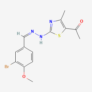 1-[2-[(2Z)-2-[(3-bromo-4-methoxyphenyl)methylidene]hydrazinyl]-4-methyl-1,3-thiazol-5-yl]ethanone