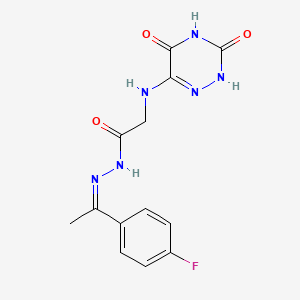 molecular formula C13H13FN6O3 B7757372 (Z)-2-((3,5-dioxo-2,3,4,5-tetrahydro-1,2,4-triazin-6-yl)amino)-N'-(1-(4-fluorophenyl)ethylidene)acetohydrazide 