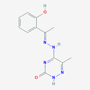 molecular formula C12H13N5O2 B7757379 5-[(2E)-2-[1-(2-hydroxyphenyl)ethylidene]hydrazinyl]-6-methyl-2H-1,2,4-triazin-3-one 