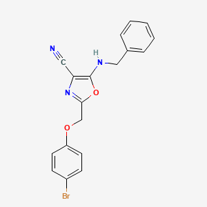 molecular formula C18H14BrN3O2 B7757416 5-(Benzylamino)-2-[(4-bromophenoxy)methyl]-1,3-oxazole-4-carbonitrile 