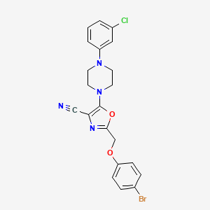 molecular formula C21H18BrClN4O2 B7757426 2-[(4-Bromophenoxy)methyl]-5-[4-(3-chlorophenyl)piperazin-1-yl]-1,3-oxazole-4-carbonitrile 