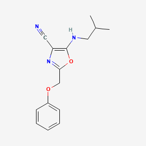 molecular formula C15H17N3O2 B7757448 5-[(2-Methylpropyl)amino]-2-(phenoxymethyl)-1,3-oxazole-4-carbonitrile 