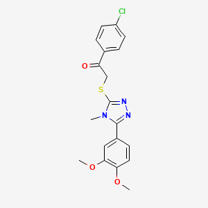 molecular formula C19H18ClN3O3S B7757471 1-(4-chlorophenyl)-2-{[5-(3,4-dimethoxyphenyl)-4-methyl-4H-1,2,4-triazol-3-yl]sulfanyl}ethanone 
