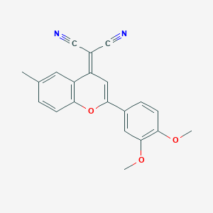 molecular formula C21H16N2O3 B7757487 2-[2-(3,4-Dimethoxyphenyl)-6-methylchromen-4-ylidene]propanedinitrile 