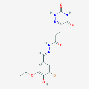 molecular formula C15H16BrN5O5 B7757518 N'-[(1E)-(3-bromo-5-ethoxy-4-hydroxyphenyl)methylene]-3-(3,5-dioxo-2,3,4,5-tetrahydro-1,2,4-triazin-6-yl)propanohydrazide 