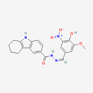 molecular formula C21H20N4O5 B7757540 N'-[(Z)-(4-hydroxy-3-methoxy-5-nitrophenyl)methylidene]-2,3,4,9-tetrahydro-1H-carbazole-6-carbohydrazide 