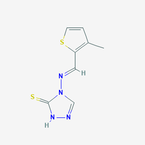 molecular formula C8H8N4S2 B7757570 (E)-4-(((3-methylthiophen-2-yl)methylene)amino)-4H-1,2,4-triazole-3-thiol 