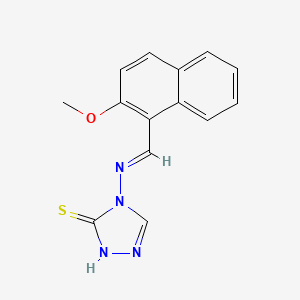 molecular formula C14H12N4OS B7757576 4-[(E)-[(2-methoxynaphthalen-1-yl)methylidene]amino]-4H-1,2,4-triazole-3-thiol 