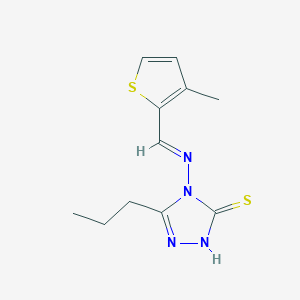 molecular formula C11H14N4S2 B7757595 4-[(E)-(3-methylthiophen-2-yl)methylideneamino]-3-propyl-1H-1,2,4-triazole-5-thione 