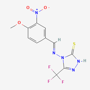molecular formula C11H8F3N5O3S B7757621 4-[(E)-(4-methoxy-3-nitrophenyl)methylideneamino]-3-(trifluoromethyl)-1H-1,2,4-triazole-5-thione 