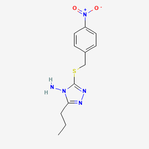 molecular formula C12H15N5O2S B7757629 3-[(4-Nitrophenyl)methylsulfanyl]-5-propyl-1,2,4-triazol-4-amine 