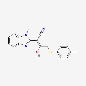 molecular formula C19H17N3OS B7757649 (2Z)-3-hydroxy-2-(1-methyl-1H-benzimidazol-2-yl)-4-[(4-methylphenyl)sulfanyl]but-2-enenitrile 