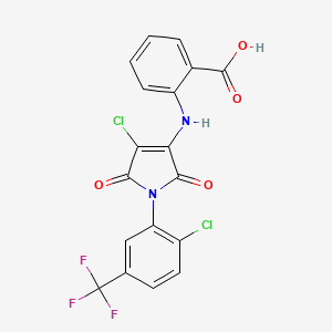 molecular formula C18H9Cl2F3N2O4 B7757677 2-[[4-Chloro-1-[2-chloro-5-(trifluoromethyl)phenyl]-2,5-dioxopyrrol-3-yl]amino]benzoic acid 